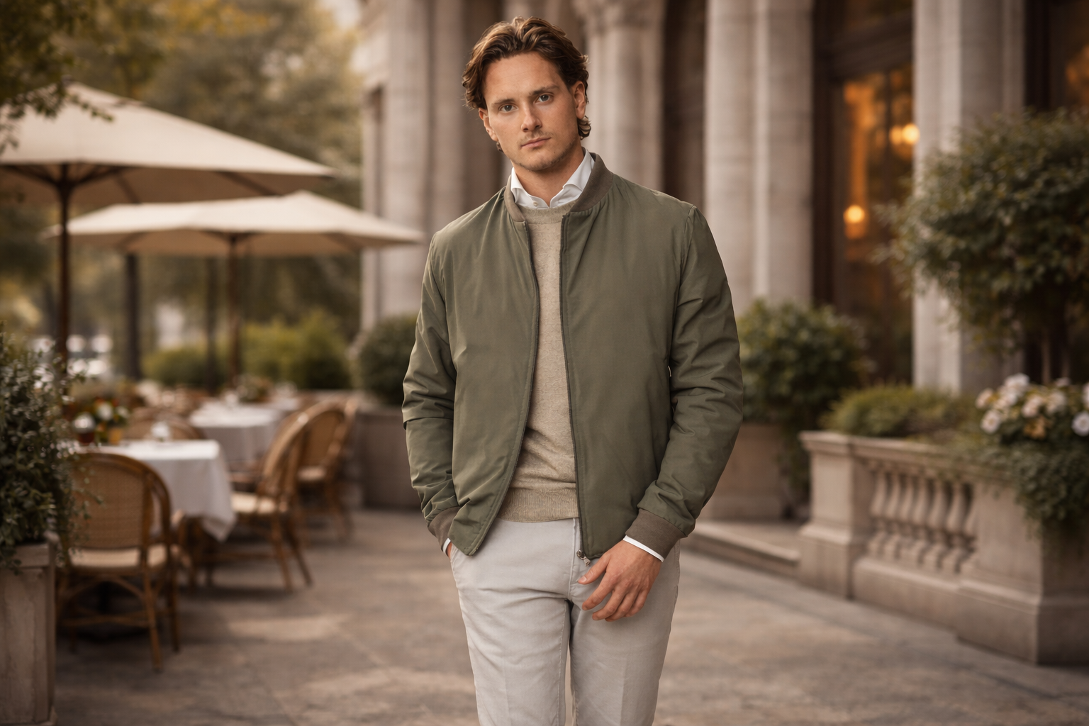 Luxe groene bomber jacket heren Artu Napoli – Italiaanse herenmode in premium kwaliteit