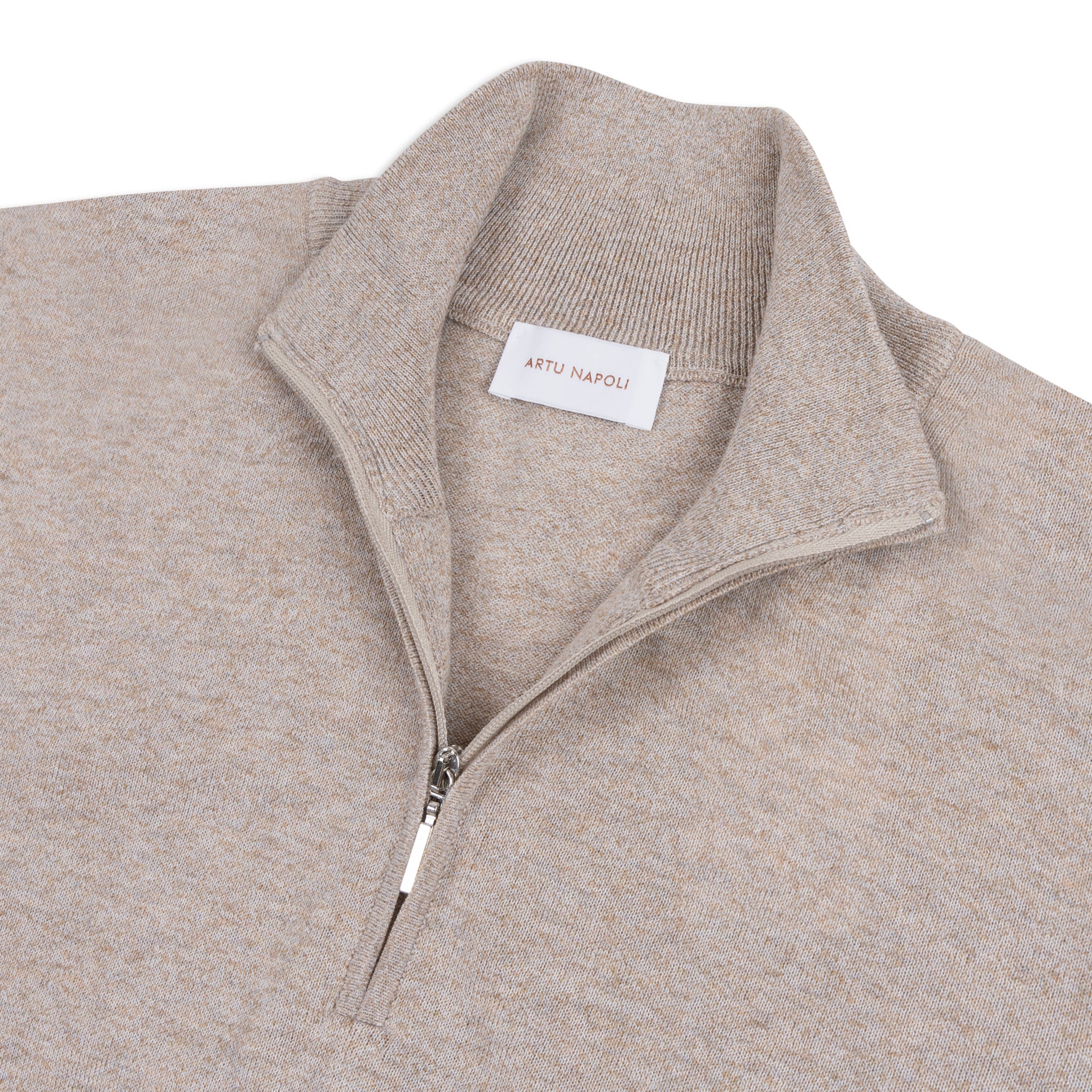 Half-Zip Trui in Mouliné Katoen