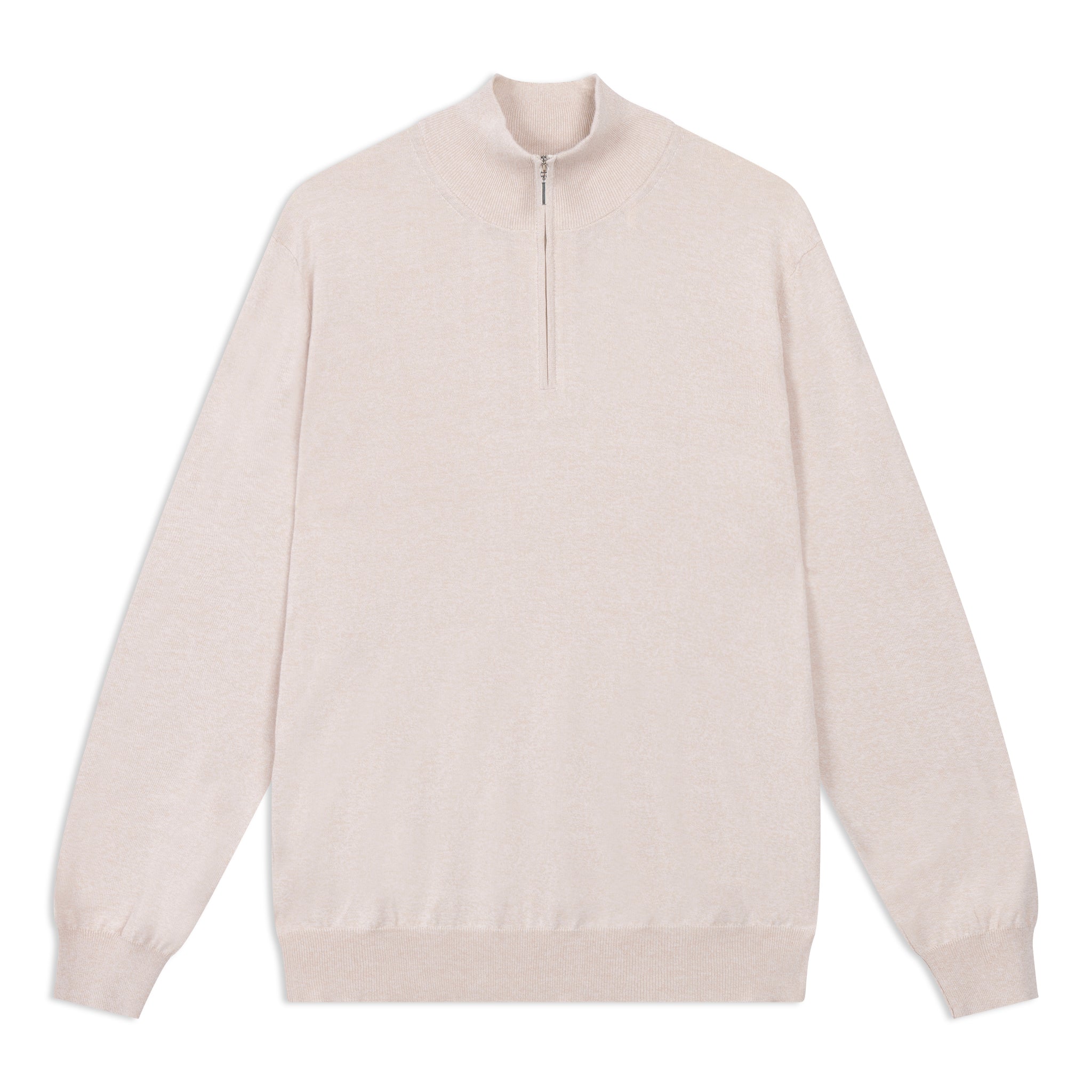 Half-Zip Trui in Mouliné Katoen