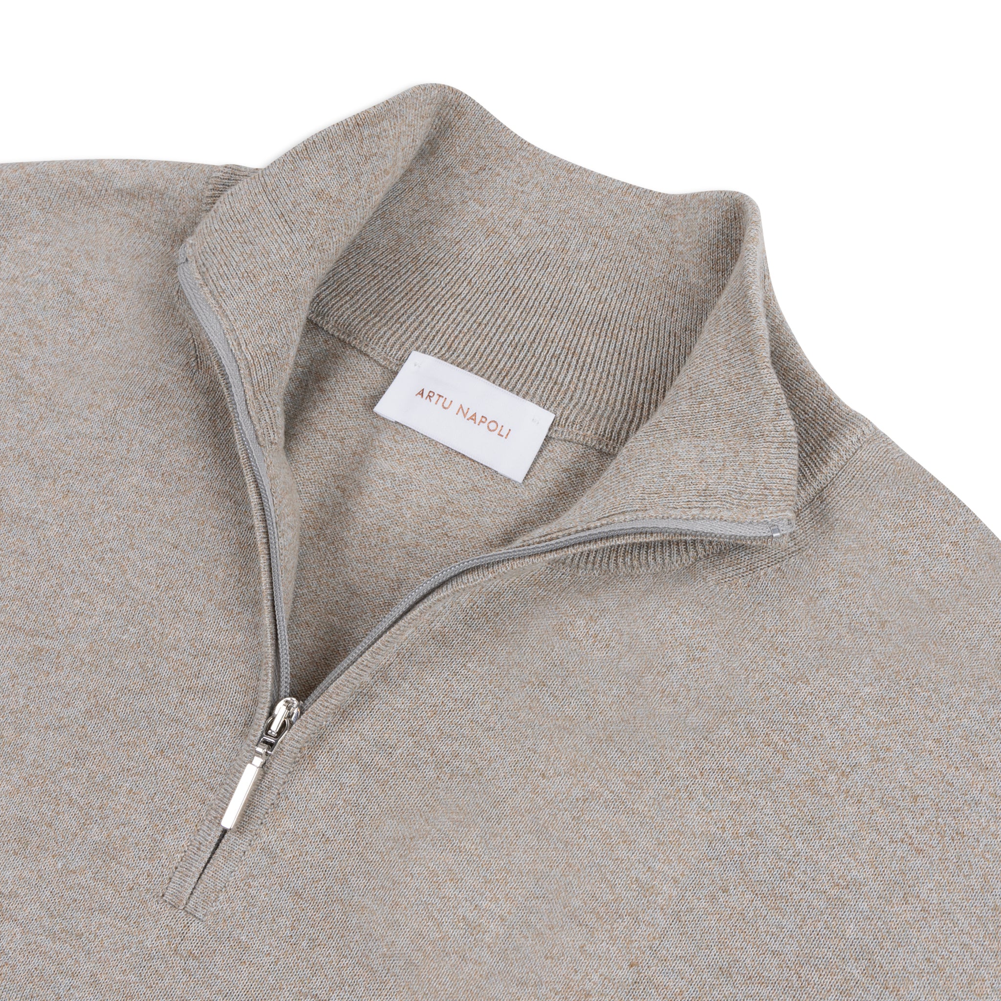 Half-Zip Trui in Mouliné Katoen