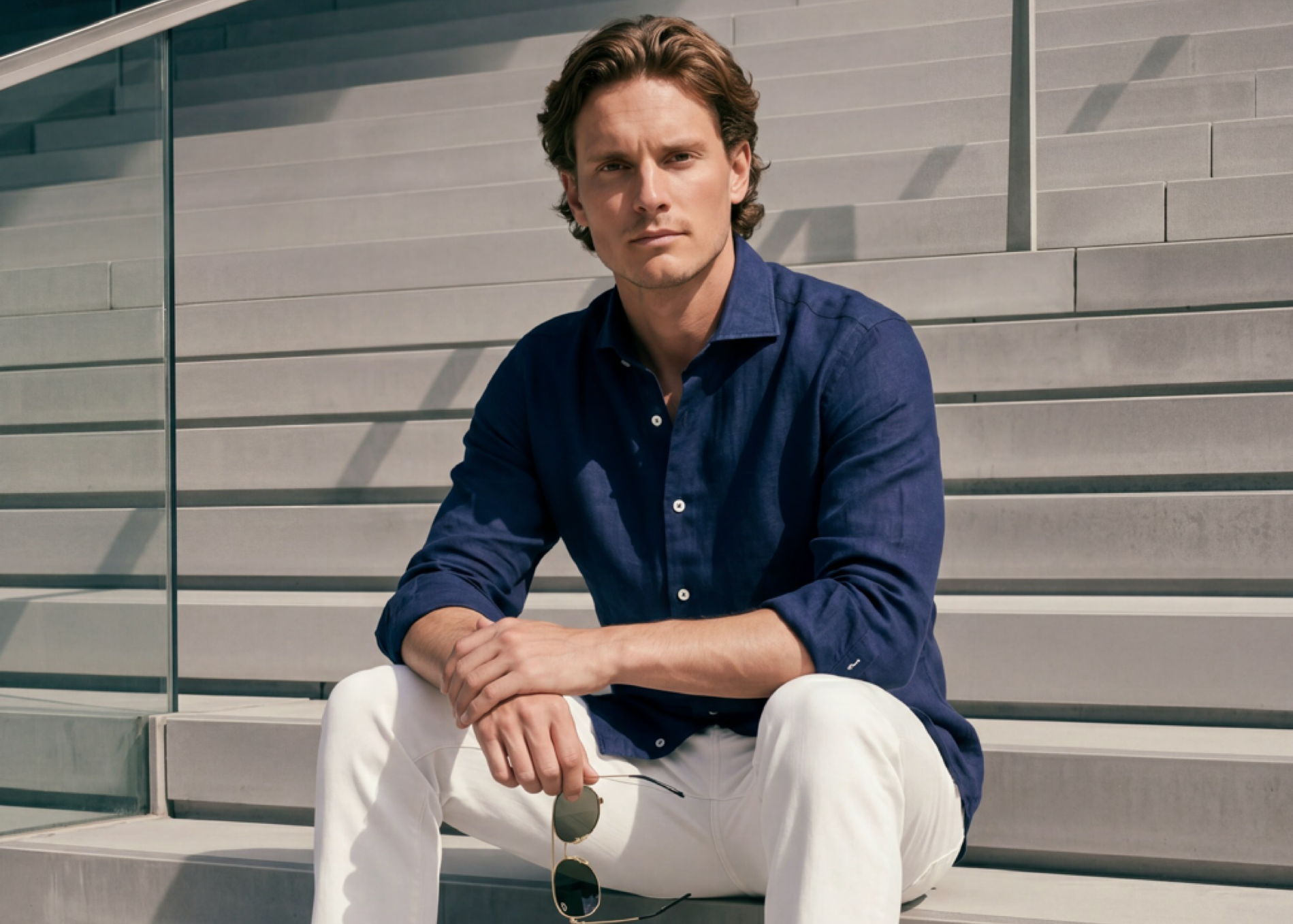 Artu Napoli navy linen shirt summer outfit for men – Italiaanse luxe herenmode