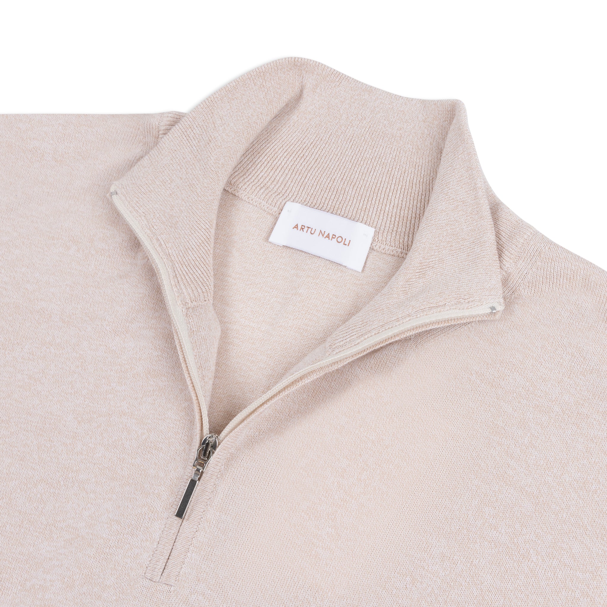 Half-Zip Trui in Mouliné Katoen