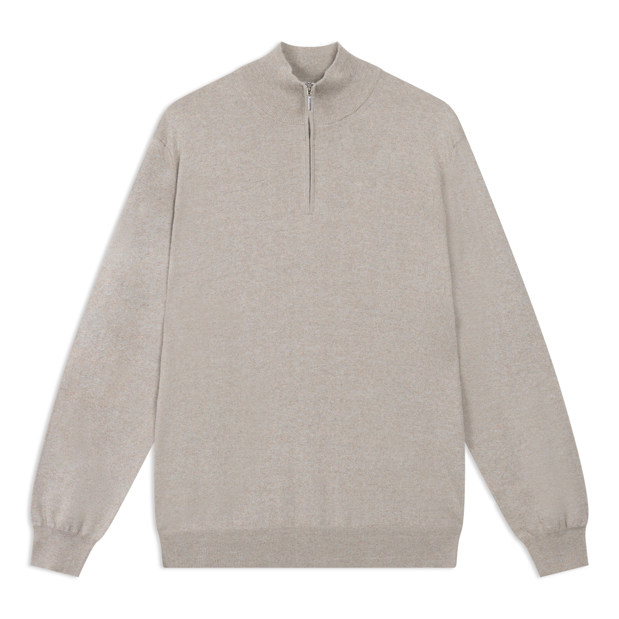 Half-Zip Trui in Mouliné Katoen